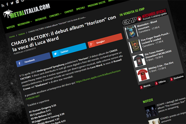 News image - Chaos Factory on Metal Italia